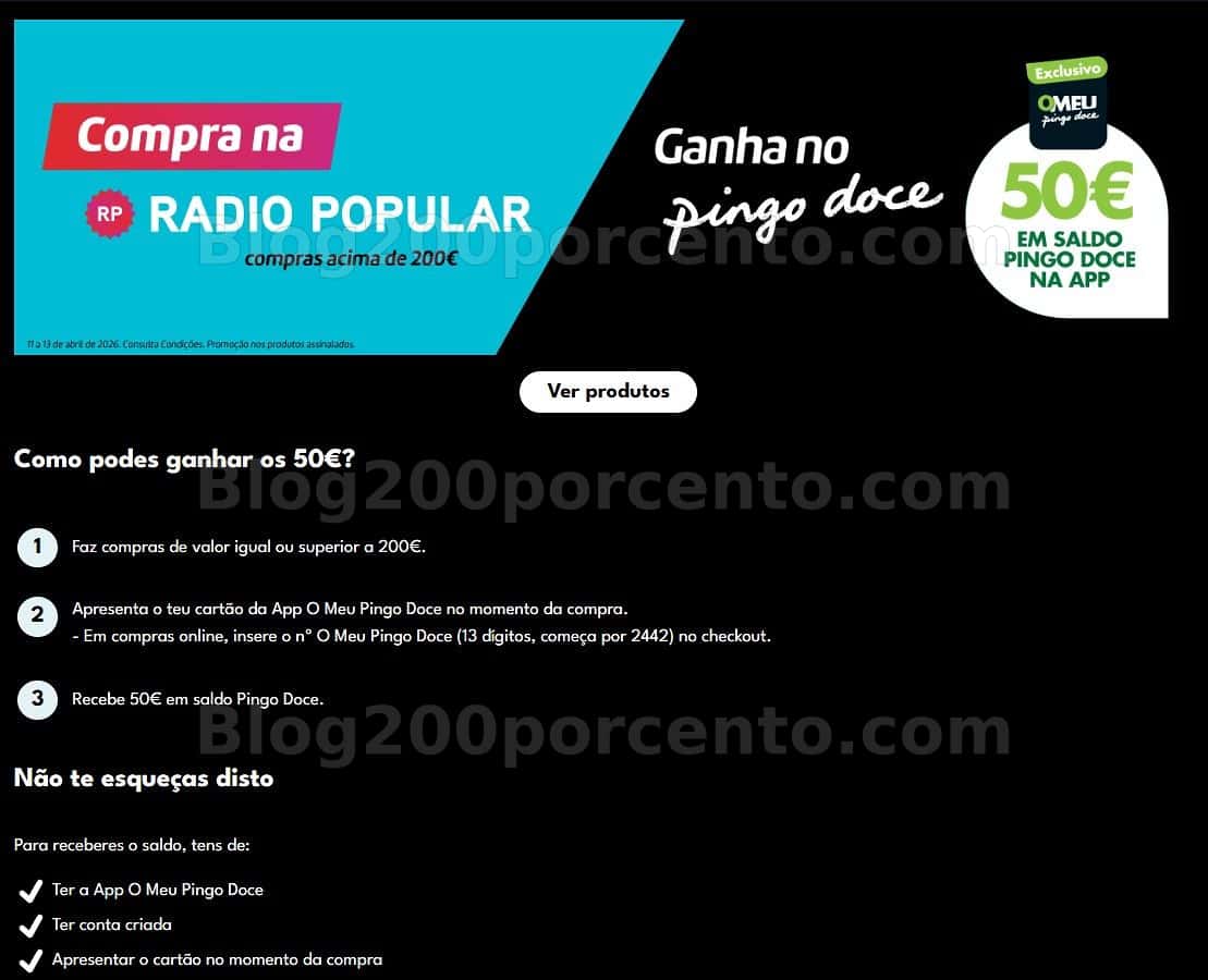 ALERTA - Ganha 50€ no PINGO DOCE, com as tuas compras na RADIO POPULAR!